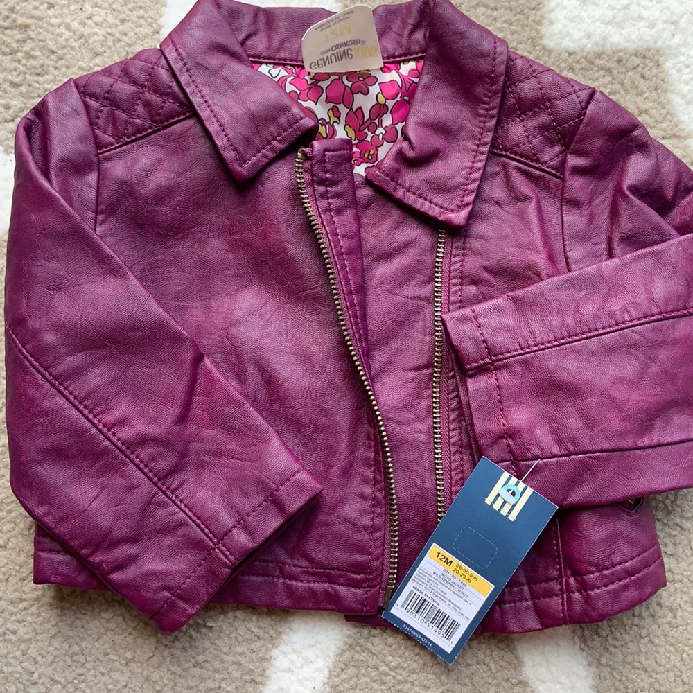 Oshkosh Plum Leather Coat 12M